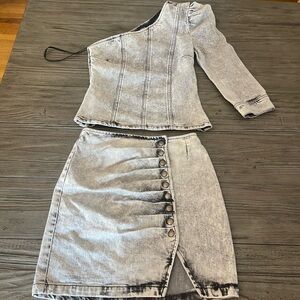 RETROFETE Acid Wash Grey Denim Set